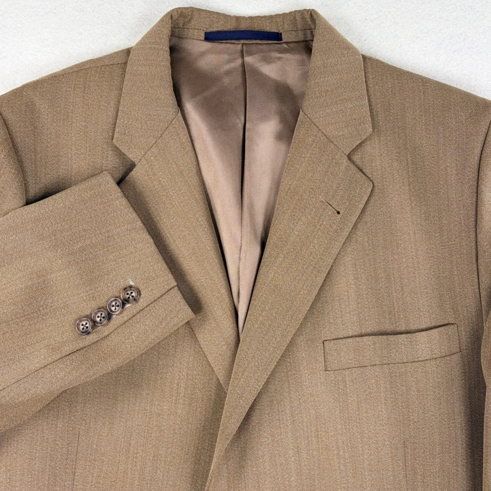 Burberry London 2019 Mens 46R Blazer Tan 100% Wool 2 Button Modern Sport Coat
